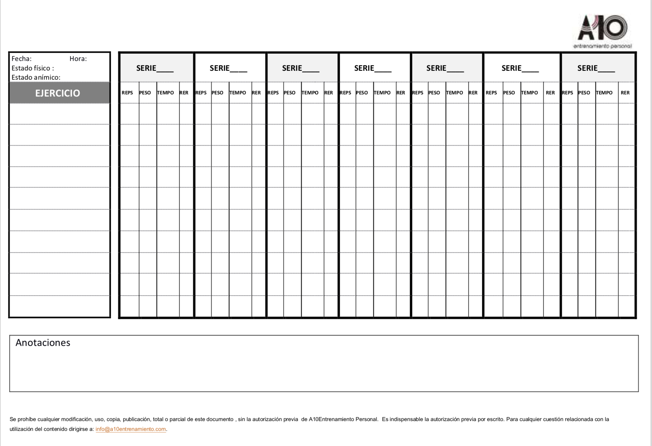 Formato Diario de Entrenamiento, PDF